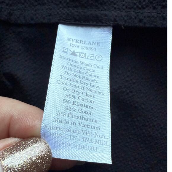 Everlane Dropwaist Strappy Midi Sundress in Black Stretch Seersucker Size 10 - Picture 6 of 7